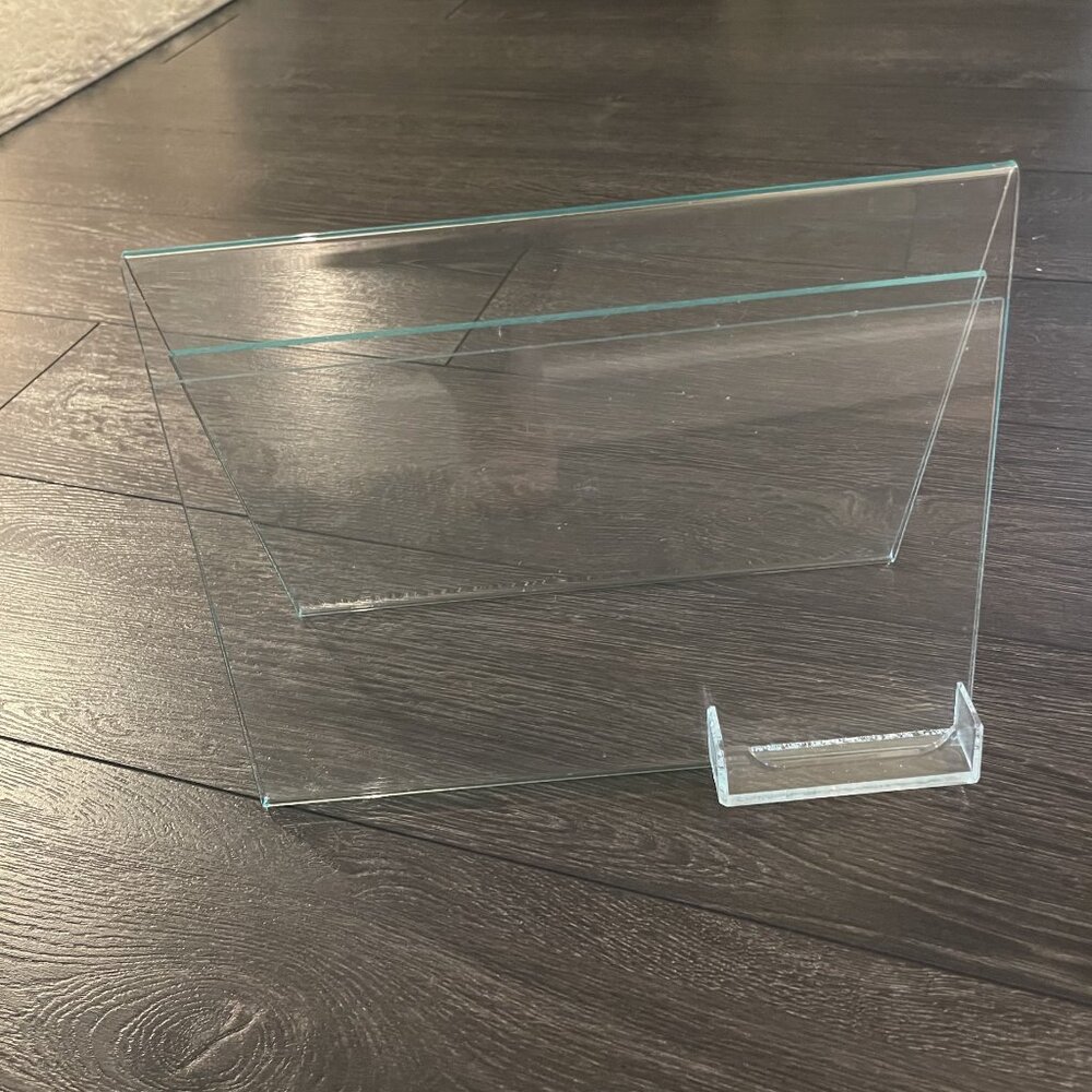 Set of Three New Acrylic Folded Display Signs with Business Card Holders